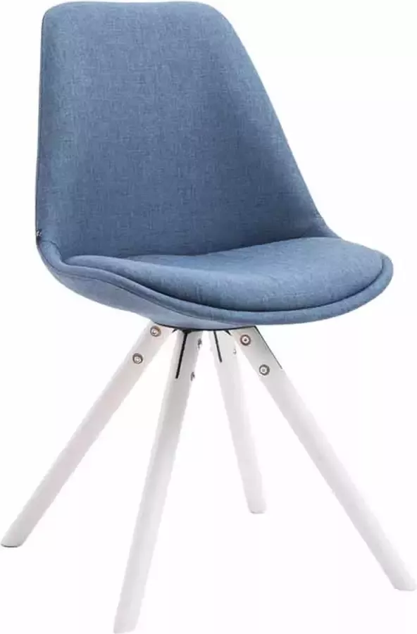 Inandoutdoormatch Bezoekersstoel Antonia Eetkamerstoel Blauwe stof Witte poten Set van 1 Zithoogte 48 cm Deluxe Vaderdag cadeau