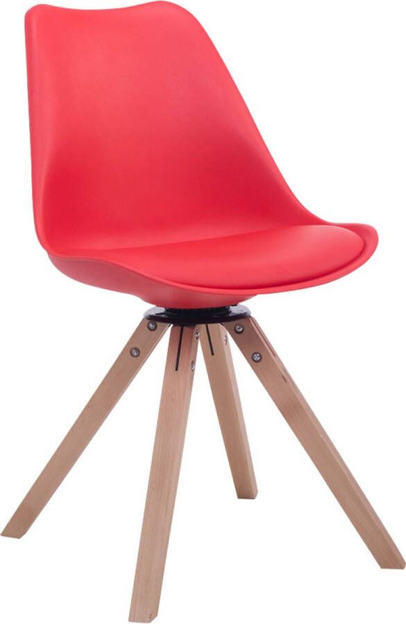 Unbranded Bezoekersstoel Caden Eetkamerstoel Kunstleer Rood Poten Bruin Set van 1 Zithoogte 48 cm Deluxe