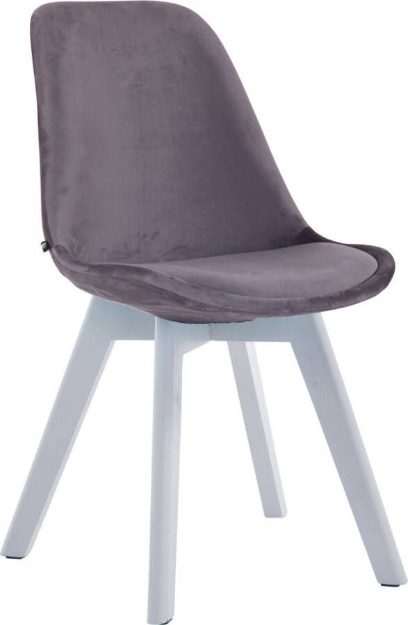Unbranded Bezoekersstoel Capricia Eetkamerstoel Grijs velours Witte poten Set van 1 Zithoogte 48 cm Deluxe