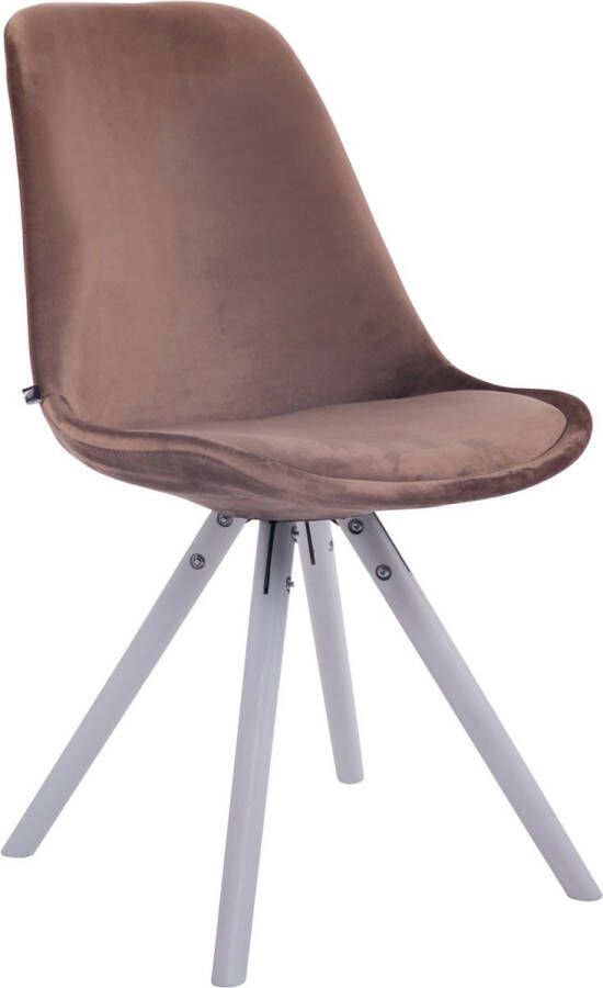 Inandoutdoormatch Bezoekersstoel Davis Eetkamerstoel Bruin velours Witte poten Set van 1 Zithoogte 48 cm Deluxe moederdag cadeautje
