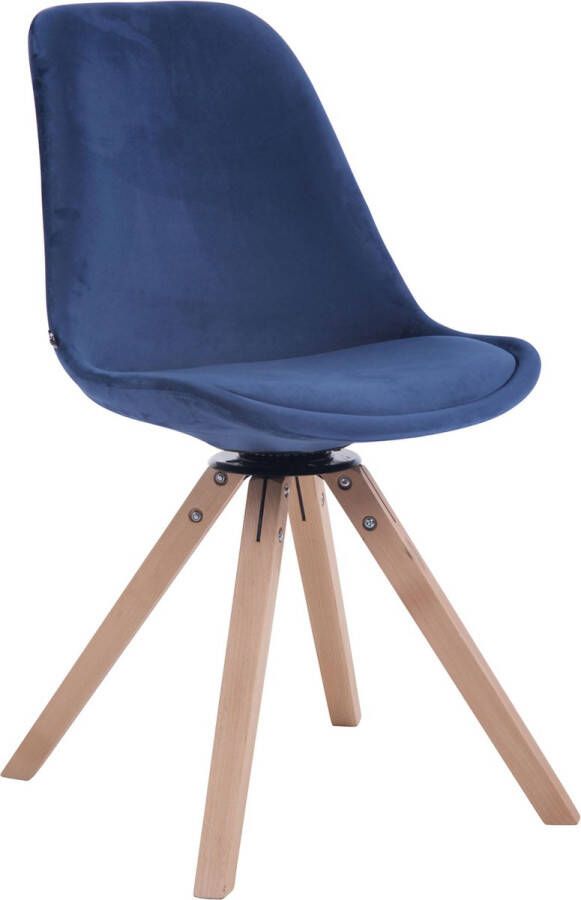 Unbranded Bezoekersstoel Drake Eetkamerstoel Blauw velours Bruine poten Set van 1 Zithoogte 48 cm Deluxe