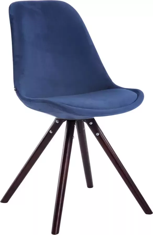 Inandoutdoormatch Bezoekersstoel Iona Eetkamerstoel Blauw velours Bruine poten Set van 1 Zithoogte 48 cm Deluxe Vaderdag cadeau