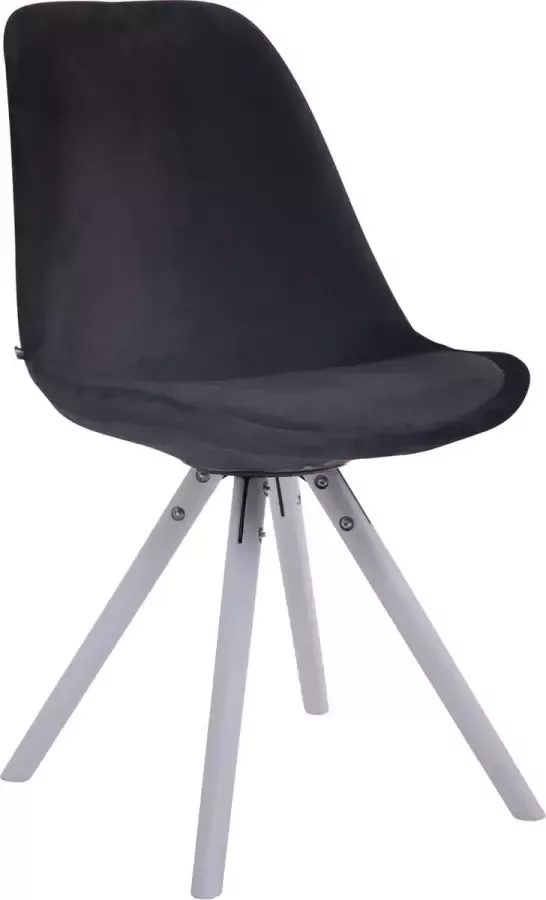 Inandoutdoormatch Bezoekersstoel Marcel Eetkamerstoel Zwart velours Witte poten Set van 1 Zithoogte 48 cm Deluxe Vaderdag cadeau