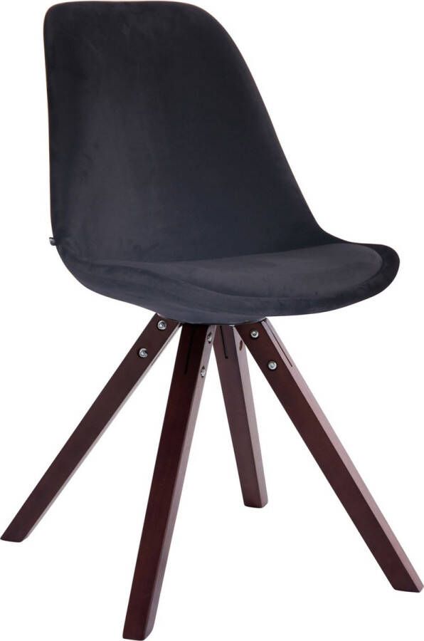 Inandoutdoormatch Bezoekersstoel Marco Eetkamerstoel Zwart velours Bruine poten Set van 1 Zithoogte 48 cm Deluxe moederdag cadeautje