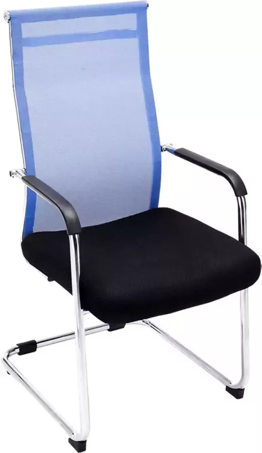in and outdoor match Bezoekersstoel Melita Eetkamerstoel Vergaderstoel Blauwe stof chromen poten set van 1 Zithoogte 48 cm modern design
