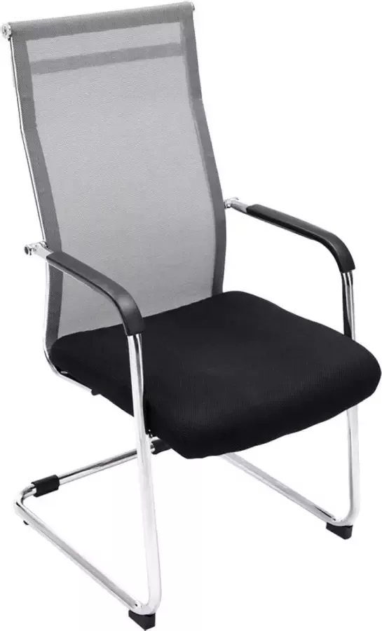 Inandoutdoormatch Bezoekersstoel Melita Eetkamerstoel Vergaderstoel Grijze stof chromen poten set van 1 Zithoogte 48 cm modern design Vaderdag cadeau