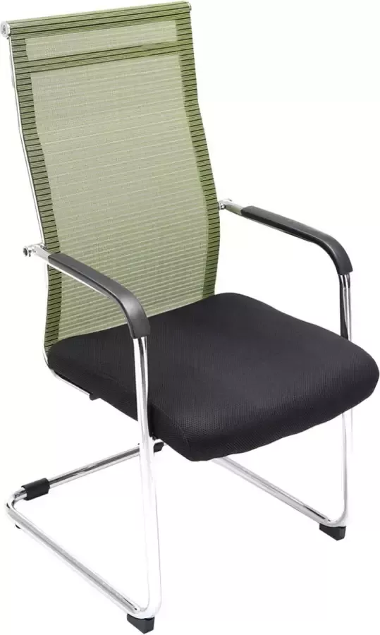 Inandoutdoormatch Bezoekersstoel Melita Eetkamerstoel Vergaderstoel Groene stof chromen poten set van 1 Zithoogte 48 cm modern design