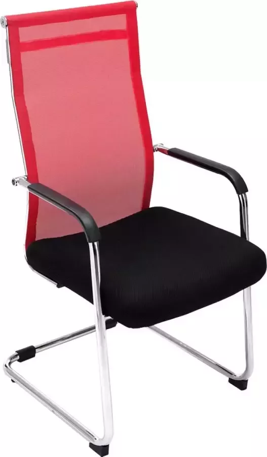 Inandoutdoormatch Bezoekersstoel Melita Eetkamerstoel Vergaderstoel Rode stof chromen poten set van 1 Zithoogte 48 cm modern design Vaderdag cadeau