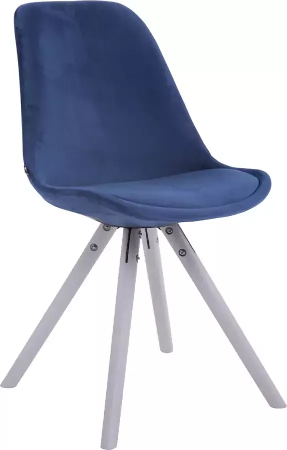 Inandoutdoormatch Bezoekersstoel Mica Eetkamerstoel Blauw velours Witte poten Set van 1 Zithoogte 48 cm Deluxe Vaderdag cadeau