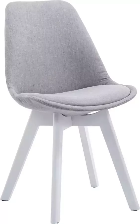 Inandoutdoormatch Bezoekersstoel Noémia Eetkamerstoel Grijze stof Witte poten Set van 1 Zithoogte 48 cm Deluxe Vaderdag cadeau