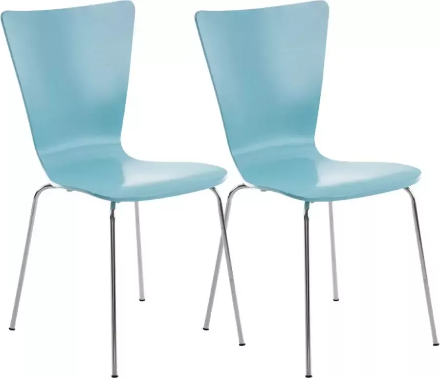 Inandoutdoormatch Bezoekersstoel Nora Houten stoel blauw Set van 2 Met rugleuning Vergaderstoel Zithoogte 45cm Vaderdag cadeau