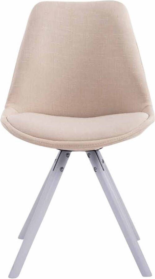 Unbranded Bezoekersstoel Orlando Eetkamerstoel Beige stof Witte poten Set van 1 Zithoogte 48 cm Deluxe