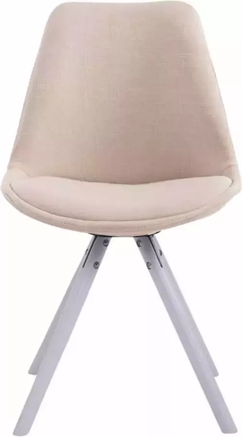 Inandoutdoormatch Bezoekersstoel Orlando Eetkamerstoel Beige stof Witte poten Set van 1 Zithoogte 48 cm Deluxe Vaderdag cadeau