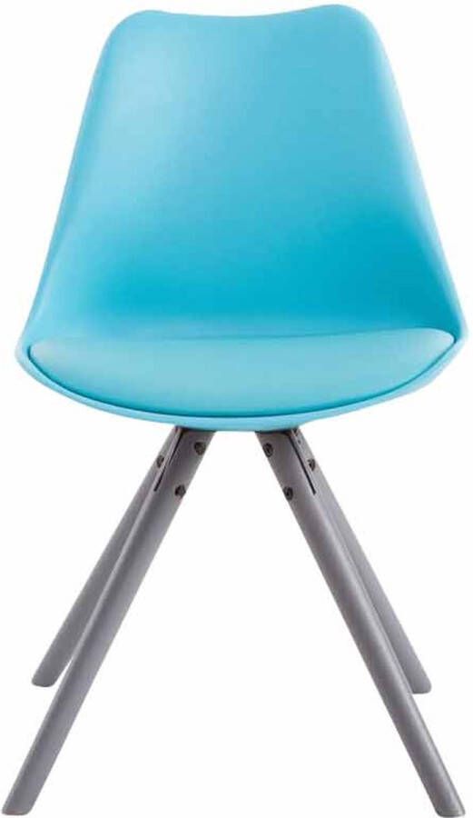 Inandoutdoormatch Bezoekersstoel Orlando Eetkamerstoel Blauw kunstleer Grijze Poten Set van 1 Zithoogte 48 cm Deluxe Vaderdag cadeau