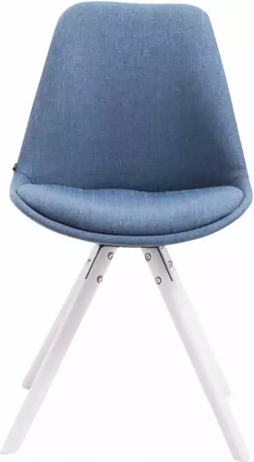 Inandoutdoormatch Bezoekersstoel Orlando Eetkamerstoel Blauwe stof Witte Poten Set van 1 Zithoogte 48 cm Deluxe Vaderdag cadeau