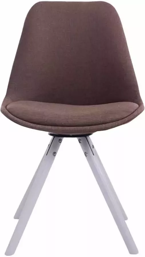 Inandoutdoormatch Bezoekersstoel Orlando Eetkamerstoel Bruine stof Witte Poten Set van 1 Zithoogte 48 cm Deluxe Vaderdag cadeau