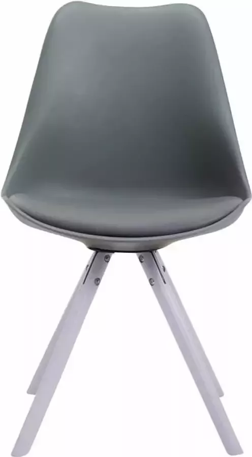 Inandoutdoormatch Bezoekersstoel Orlando Eetkamerstoel Grijs kunstleer Witte poten Set van 1 Zithoogte 48 cm Deluxe Vaderdag cadeau