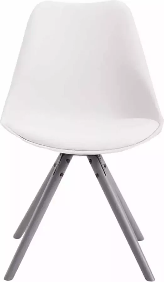 Inandoutdoormatch Bezoekersstoel Orlando Eetkamerstoel Wit kunstleer Grijze poten Set van 1 Zithoogte 48 cm Deluxe - Foto 2