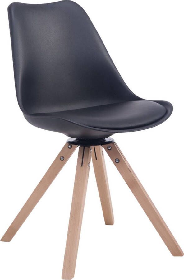 Unbranded Bezoekersstoel Shonda Eetkamerstoel Zwart kunstleer Bruine poten Set van 1 Zithoogte 48 cm Deluxe