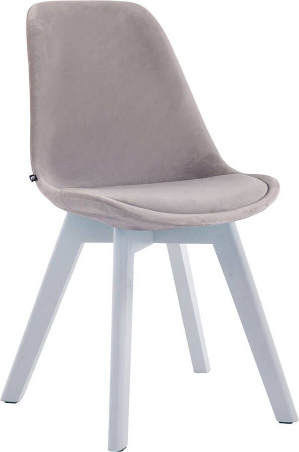 Unbranded Bezoekersstoel Xavia Eetkamerstoel Lichtgrijs velours Witte poten Set van 1 Zithoogte 48 cm Deluxe
