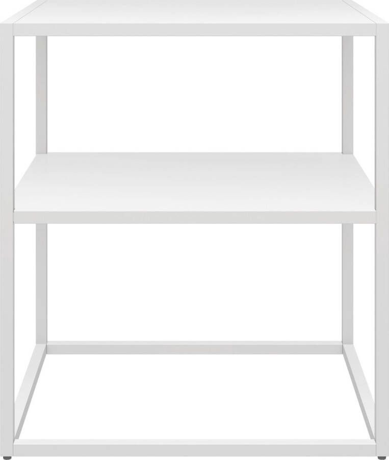 Inandoutdoormatch Stijlvolle Bijzettafel Ralph Met Plank 50.5x45x40cm Wit Veelzijdige Bijzettafel