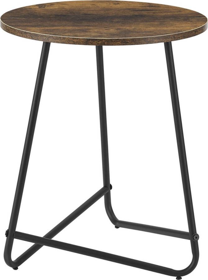 inandoutdoormatch Bijzettafel Rond Lambert 55xØ45 cm Houtkleurig en Zwart MDF en Metaal Poedercoating Modern Design