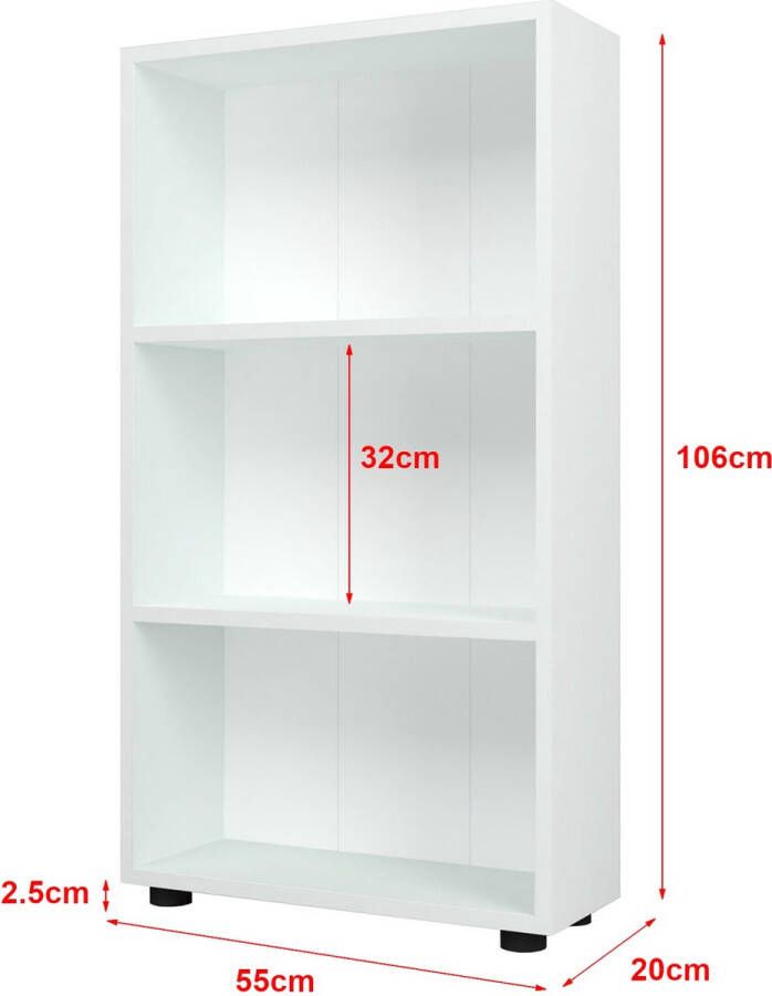 Inandoutdoormatch Boekenkast Plank Fernando 106x55x20 cm Wit Spaanplaat Decoratieve Boekenkast - Foto 2