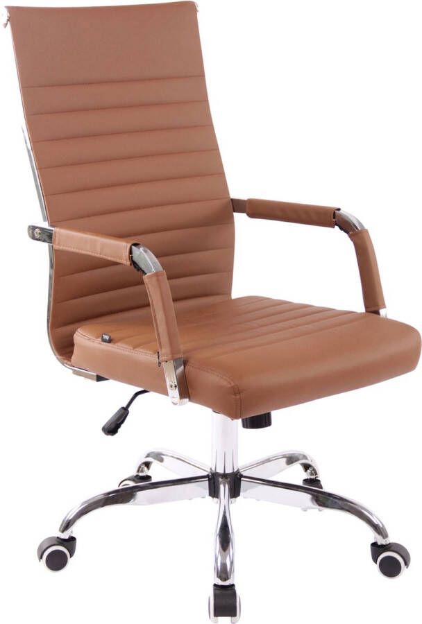 Inandoutdoormatch Bureaustoel Alexandra Bruin Kunstleer Met Rugleuning en Armleuning Ergonomisch Hoogte Verstelbaar 46x49x106cm moederdag cadeautje