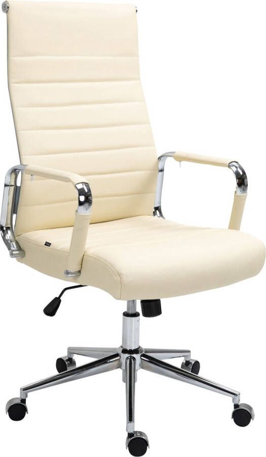 Unbranded Bureaustoel Juan Pablo Beige Ergonomisch vergaderstoel Hoogte Verstelbaar Echt leer 50x49x115cm