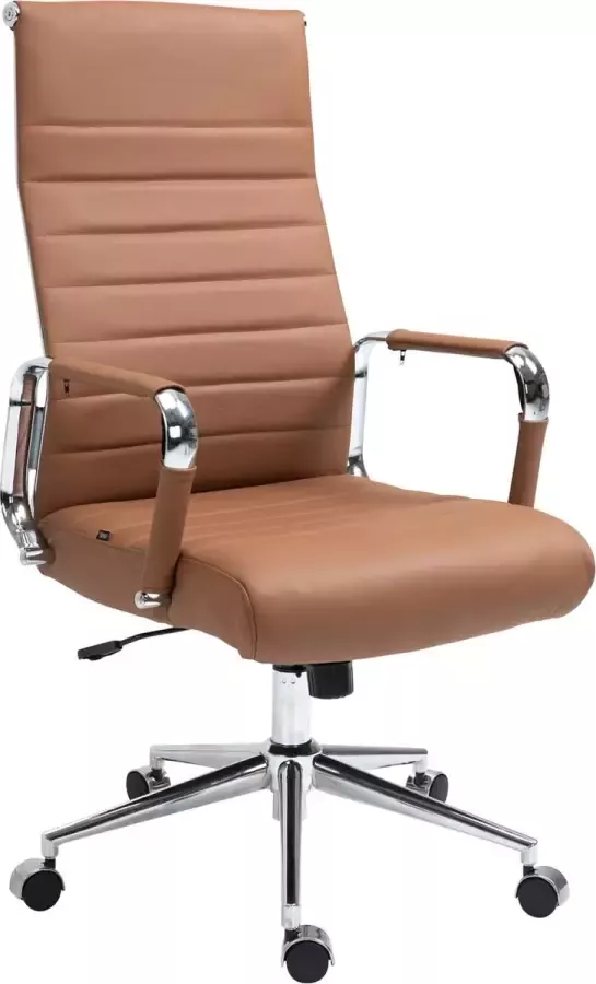 Inandoutdoormatch Bureaustoel Juan Pablo Bruin Ergonomisch vergaderstoel Hoogte Verstelbaar Echt leer 50x49x115cm Vaderdag cadeau