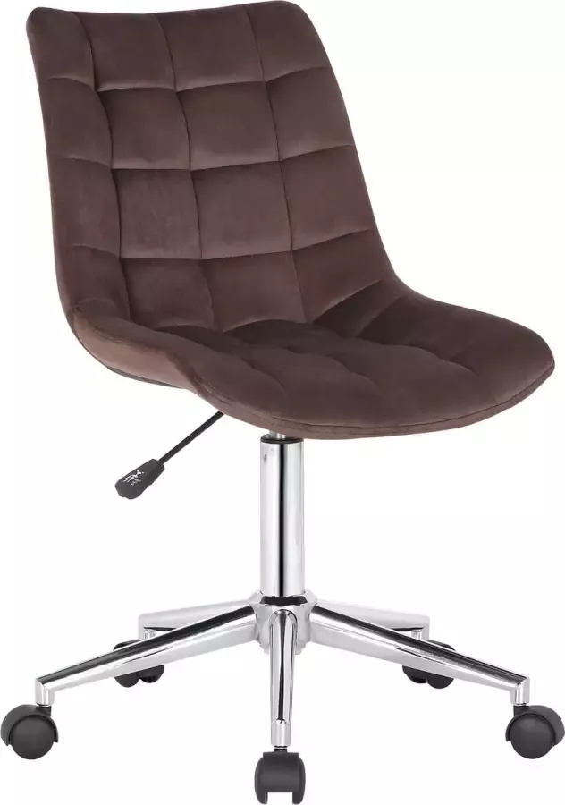 Inandoutdoormatch Bureaustoel Severino Stof Velvet Brown Ergonomisch 46x40x96cm Hoogte Verstelbaar Zithoogte 44 59 cm Modern Design moederdag cadeautje