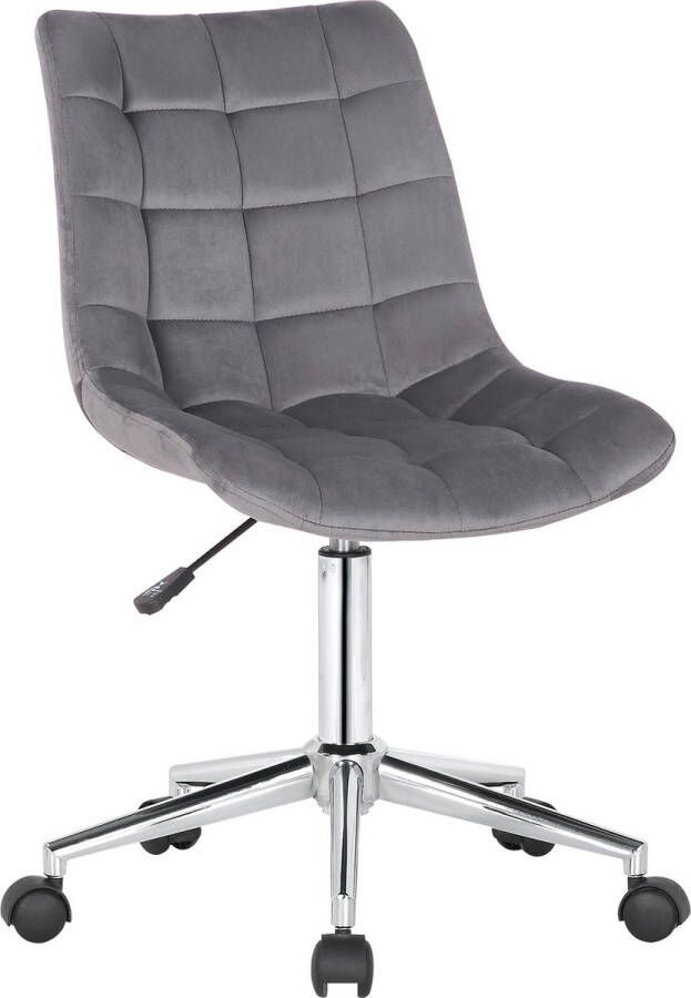 Unbranded Bureaustoel Severino Stof Velvet grijs- Ergonomisch 46x40x96cm Hoogte Verstelbaar Zithoogte 44 59 cm Modern Design