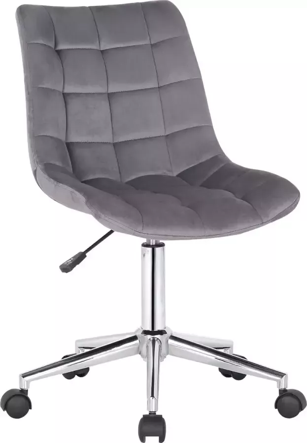 Inandoutdoormatch Bureaustoel Severino Stof Velvet grijs- Ergonomisch 46x40x96cm Hoogte Verstelbaar Zithoogte 44 59 cm Modern Design moederdag cadeautje