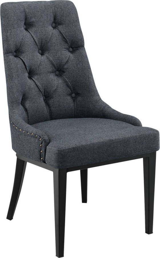 Inandoutdoormatch Design Eetkamerstoel Betsy 100x53x60cm Donkergrijs Gestoffeerde Zitting en Rugleuning - Foto 2