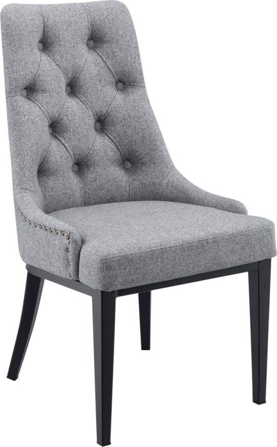 Inandoutdoormatch Design Eetkamerstoel Jenny 100x53x60cm Lichtgrijs Gestoffeerde Zitting en Rugleuning - Foto 2