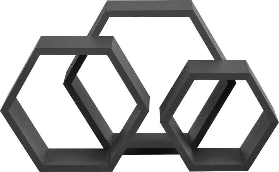 Unbranded Design Wandplank Vic 3-delige set Grijs MDF Modern Design