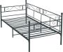 Inandoutdoormatch Eenpersoonsslaapbank Chyna 3-zitsbank 90x200 cm Zwart Vintage Design Metalen bedframe - Thumbnail 2