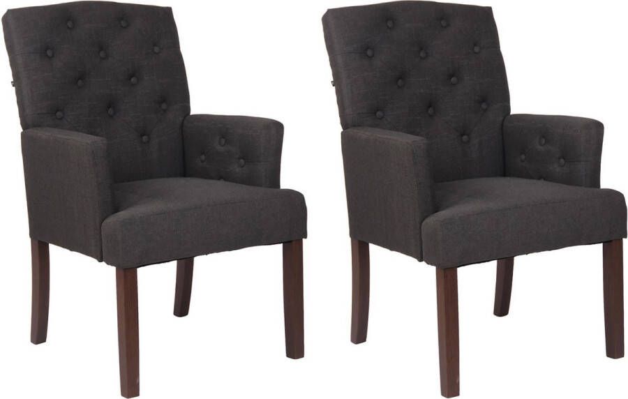 In and outdoor match Eetkamerstoel Hendricus Stoffen Bekleding Comfortabele Stoel Set van 2 Luxe Antiek Design Gestoffeerde Zitting Zwart