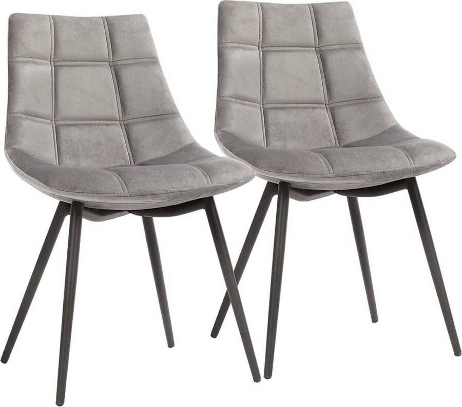 Unbranded Eetkamerstoelen Carolina Set van 2 Moderne keukenstoelen Smooth Velvet Surface Grijs