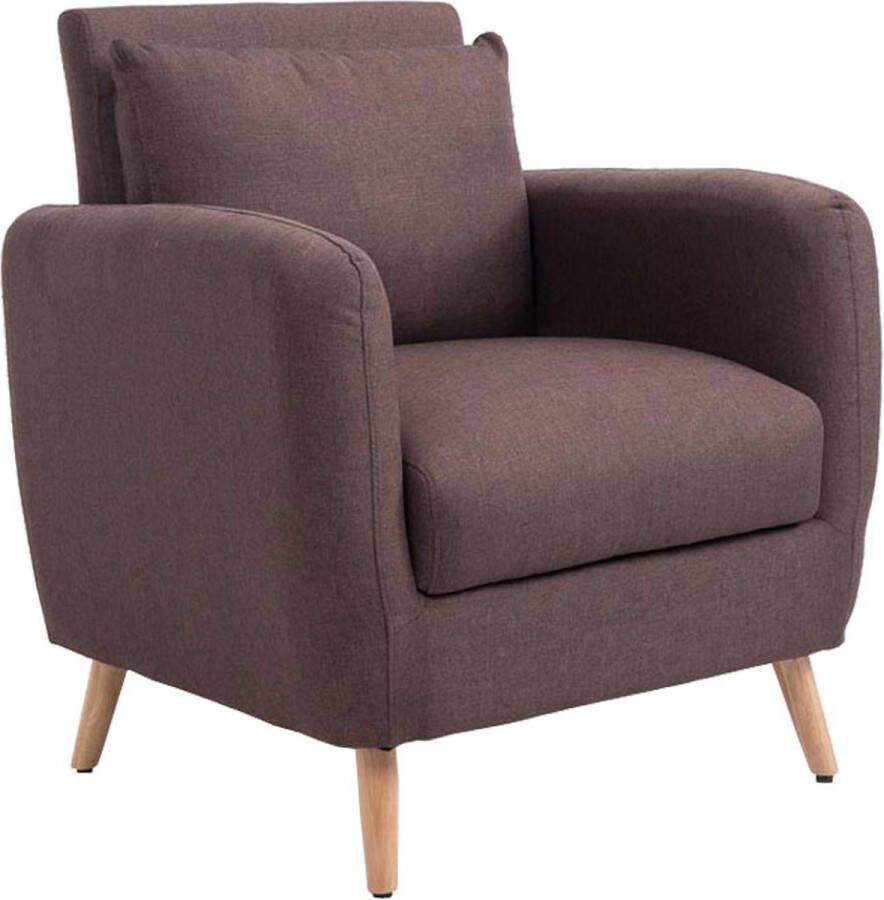 Unbranded Fauteuil Felix bruin stof houten poten classy 68x76x86 cm Zithoogte 48 cm