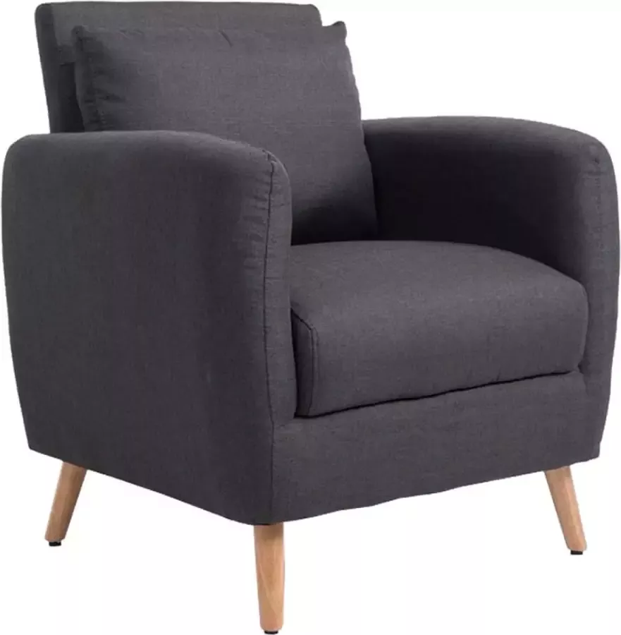 Inandoutdoormatch Fauteuil Felix Grijs stof houten poten classy 68x76x86 cm Zithoogte 48 cm moederdag cadeautje