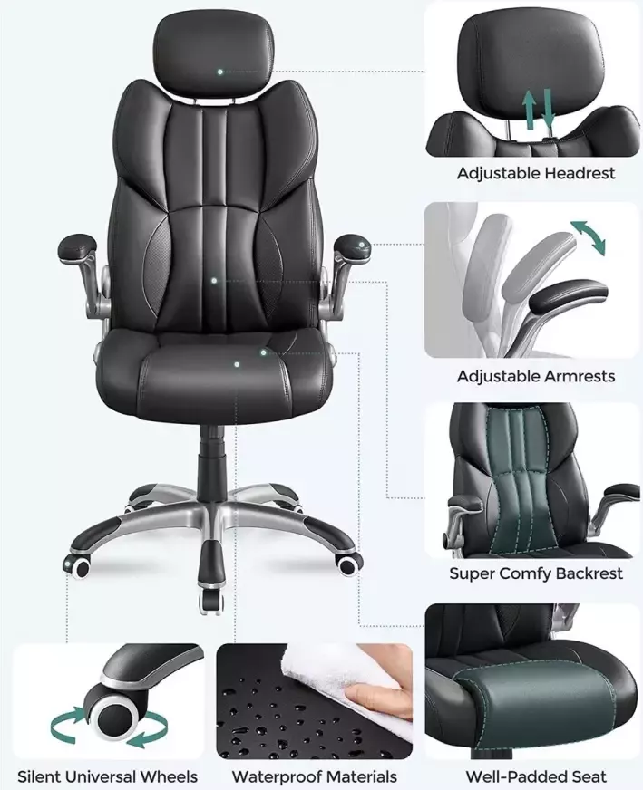 Inandoutdoormatch Gamingstoel Lilyana deluxe Verstelbaar Stoel Gamingstoel met voetensteun Ergonomische bureaustoel Vaderdag cadeau - Foto 2