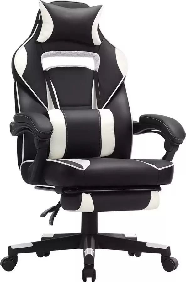 Inandoutdoormatch Gamingstoel Zeno PRO Stoel met voetensteun Verstelbaar Wit Ergonomische bureaustoel 150KG Vaderdag cadeau