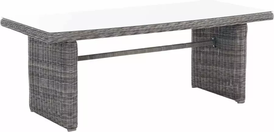 Unbranded Glastafel deluxe Tuintafel rotan wicker Eettafel Buitentafel Salontafel Grijs 199cm