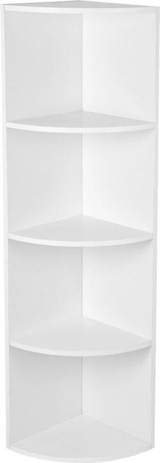 Unbranded Hoekkast deluxe Hoekmeubel Boekenkast en decoratie 4 legplanken Wit 30x30x130cm