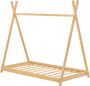 Inandoutdoormatch Kinderbed Lara Tipi Bed Bamboe 70x140cm Houtkleurig Voor Meisjes Voor Jongens Snelle Montage - Thumbnail 3