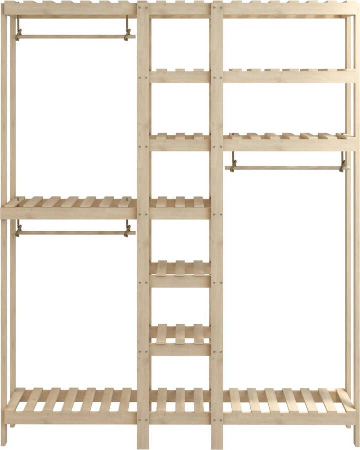 Inandoutdoormatch Kledingkast Lars Open Kast 190x150x37cm Houtkleurig Minimalistisch Design