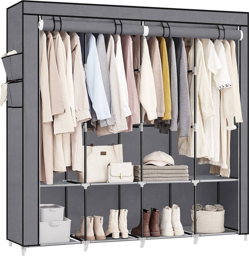 Inandoutdoormatch Kledingkast Ziba Kledingkast Opvouwbare stoffen Garderobe-organizer Slaapkamer Kledingrek 45x170x167cm moederdag cadeautje