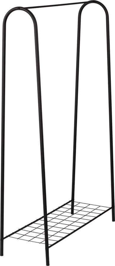 Inandoutdoormatch Kledingrek Helen Met 1 Plank 144 5x89x32 5 cm Zwart Metaal Kapstok Ruimtebesparend - Foto 2