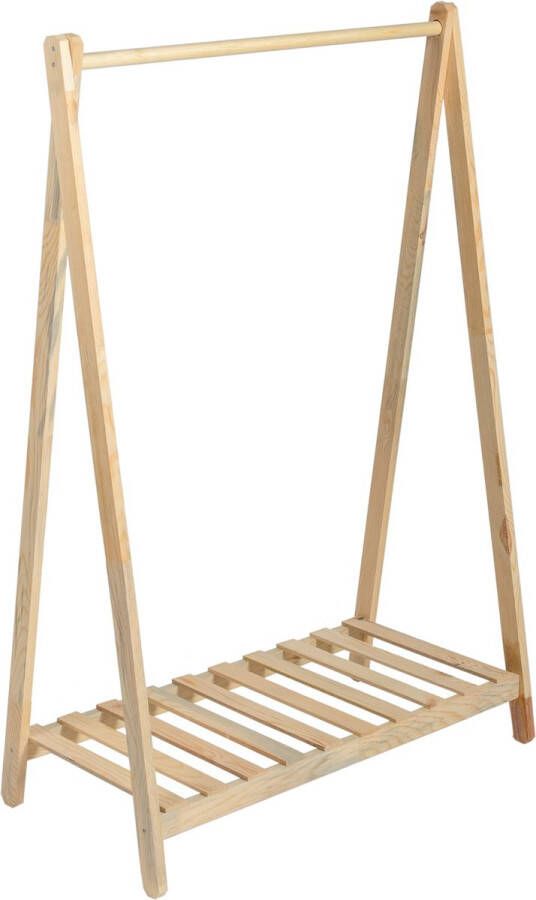 Inandoutdoormatch Kledingrek Johnson Met Plank Grenen 125x86x38cm Houtkleurig Kapstok Ruimtebesparend